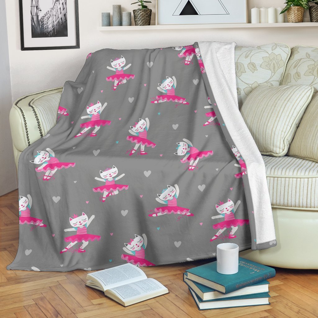 Cat Ballet Pattern Print Blanket-grizzshop