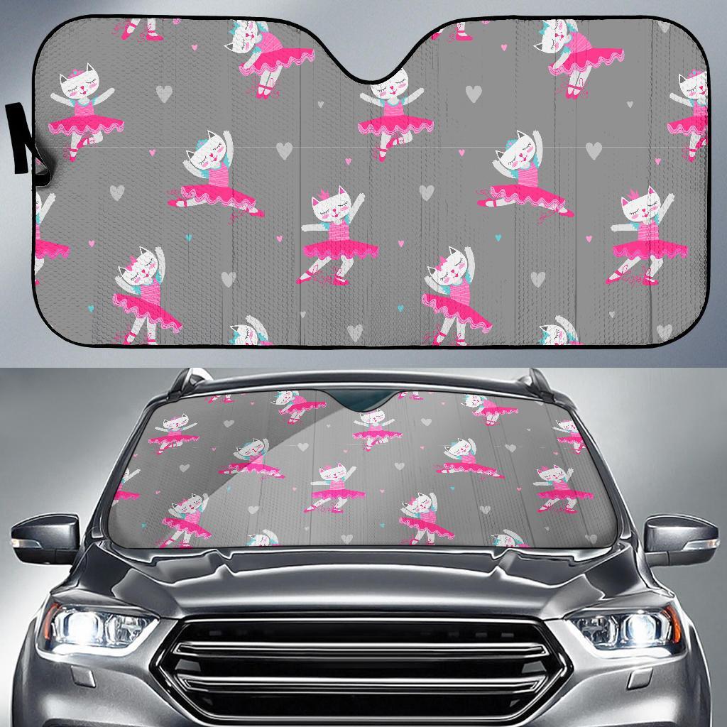 Cat Ballet Pattern Print Car Sun Shade-grizzshop