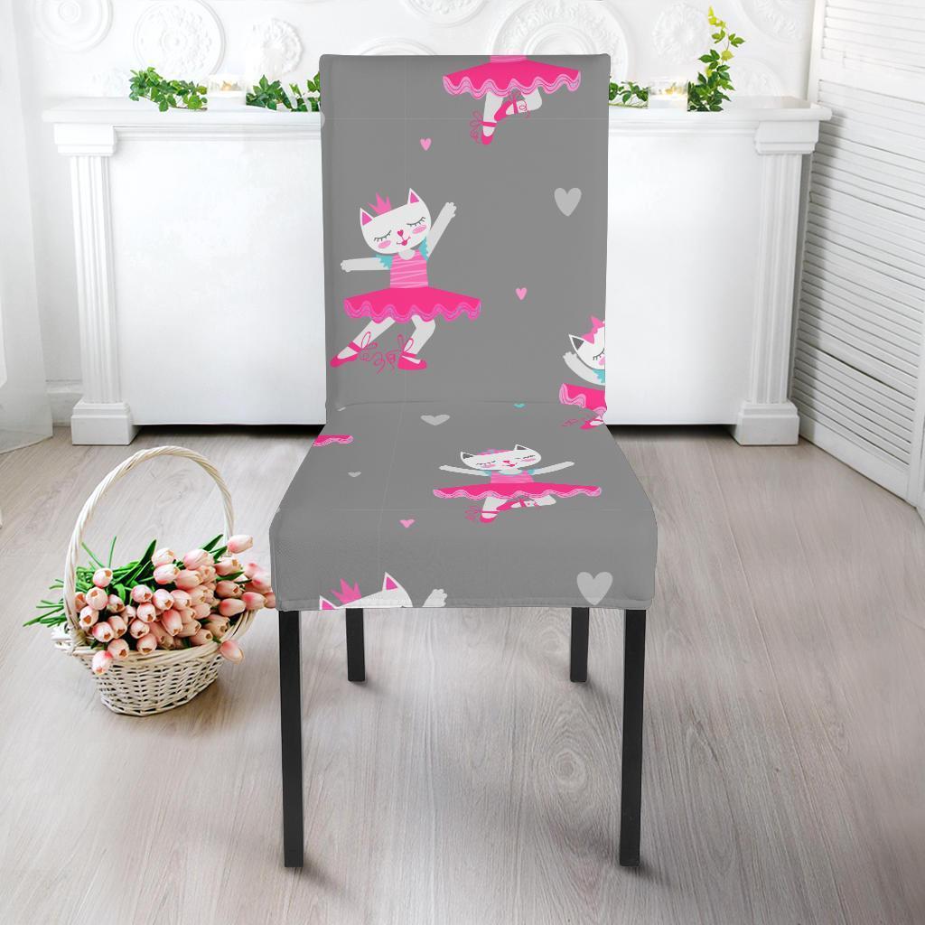 Cat Ballet Pattern Print Chair Cover-grizzshop