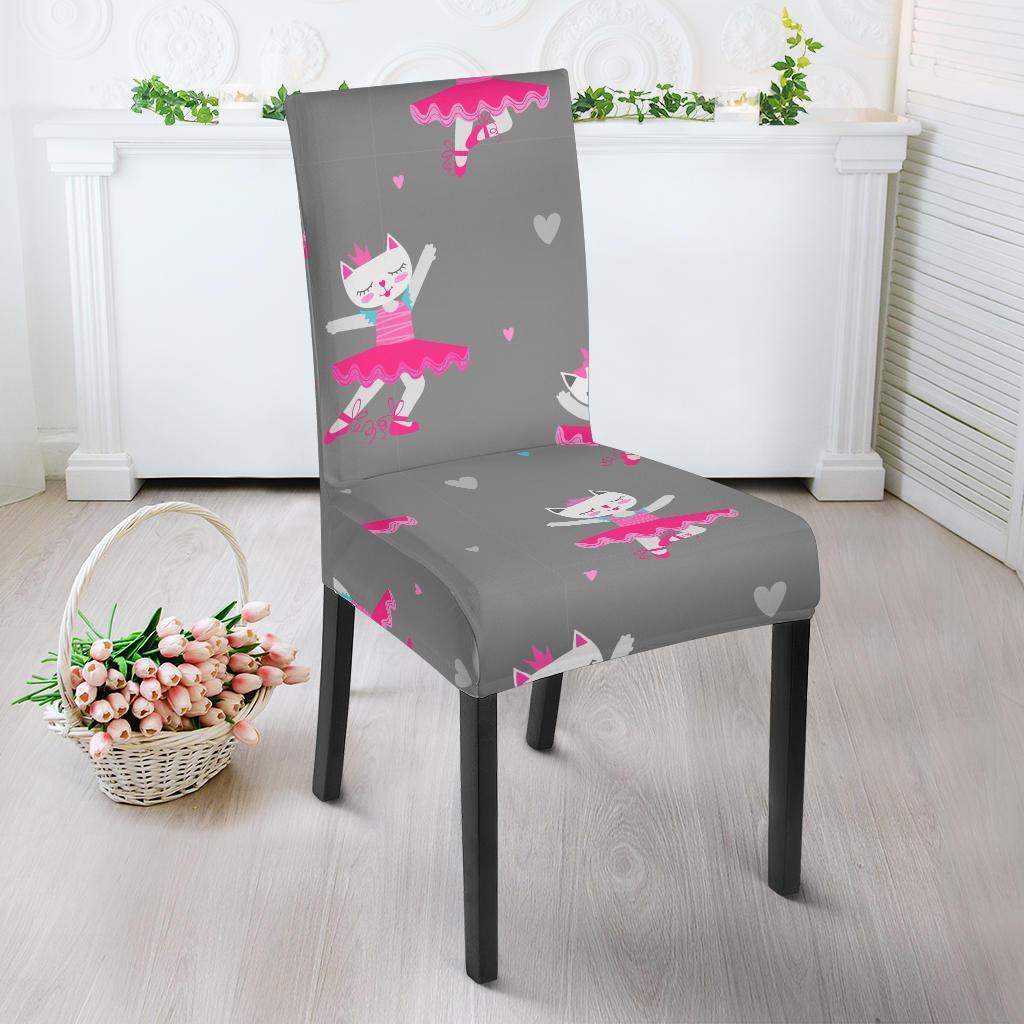 Cat Ballet Pattern Print Chair Cover-grizzshop