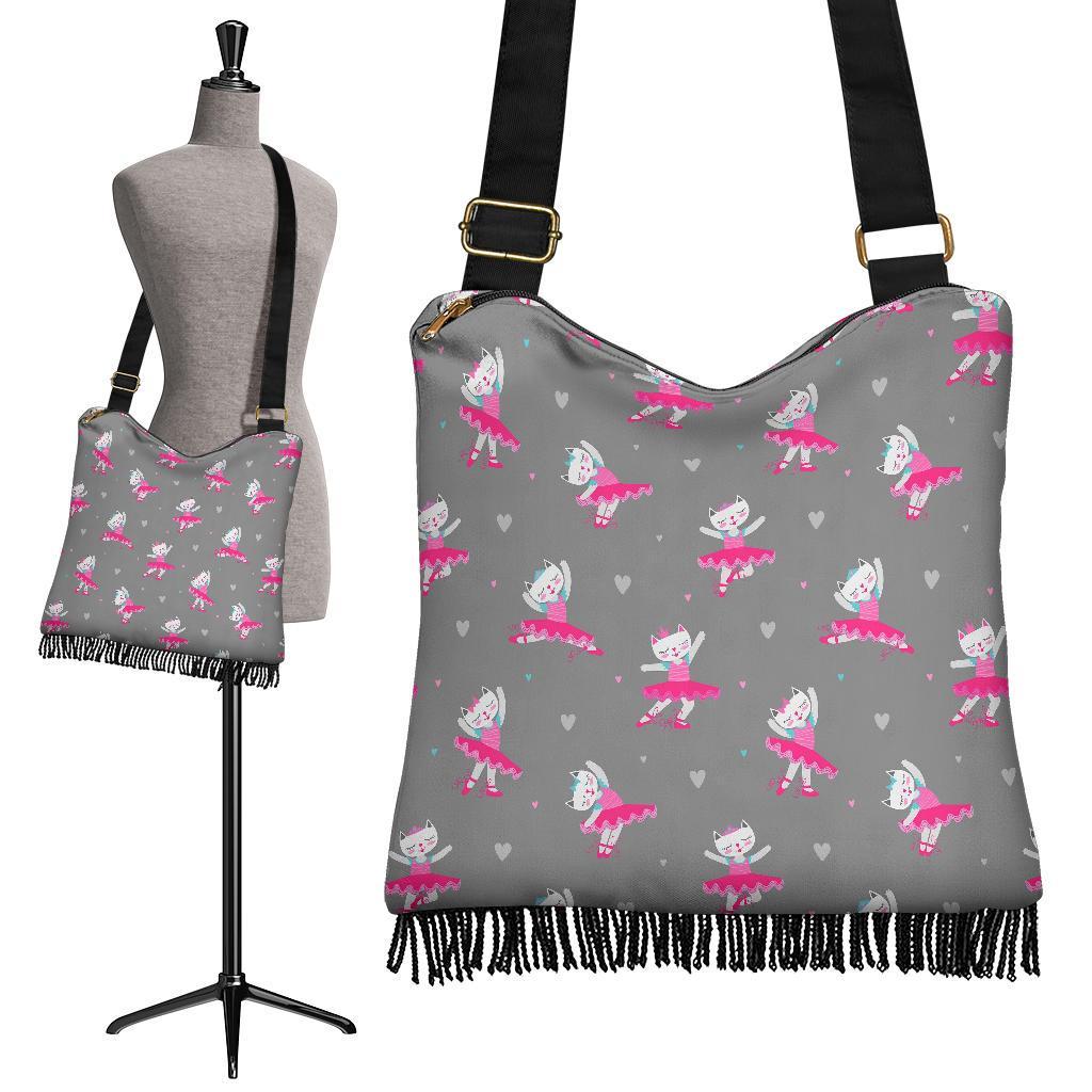 Cat Ballet Pattern Print Crossbody Bags-grizzshop