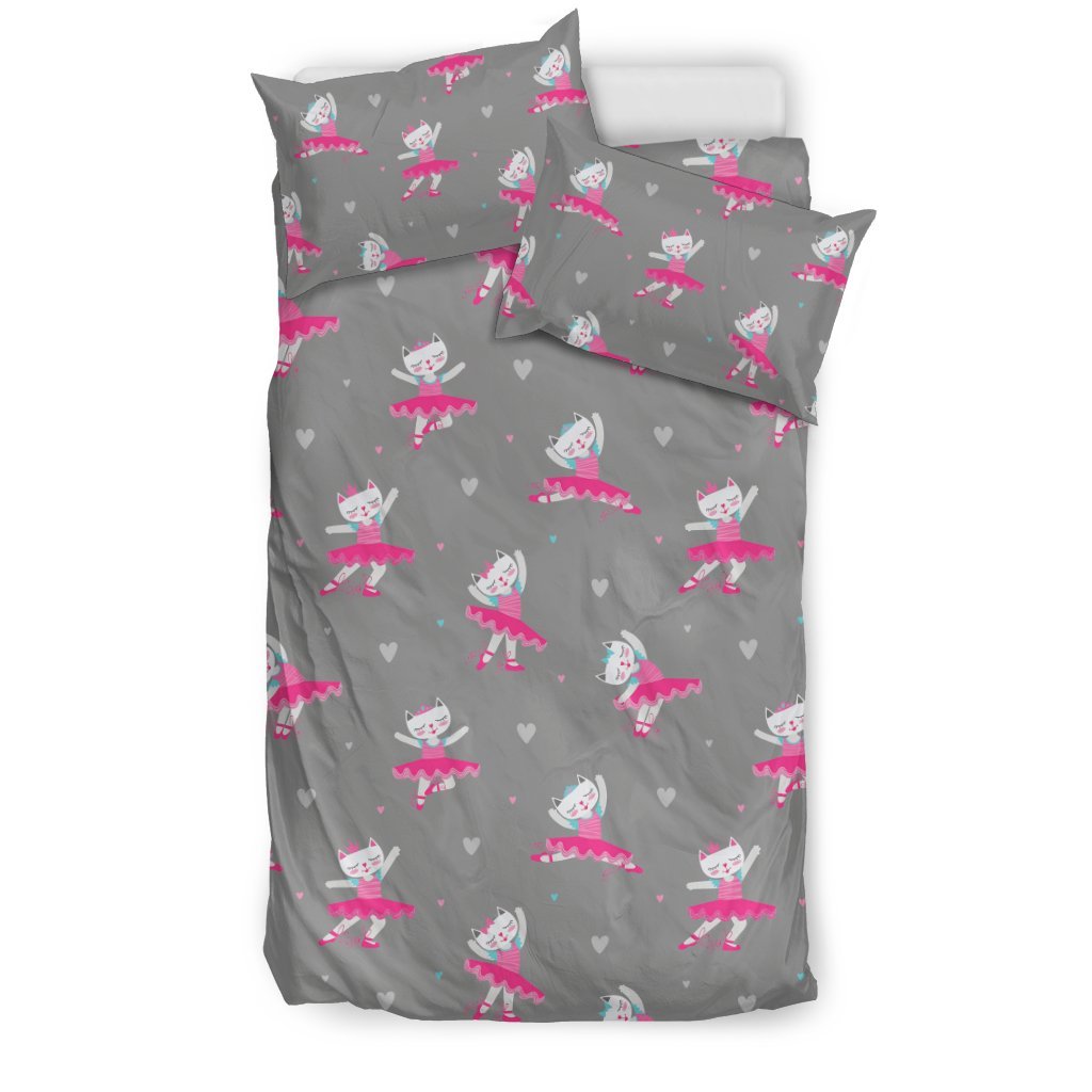 Cat Ballet Pattern Print Duvet Cover Bedding Set-grizzshop