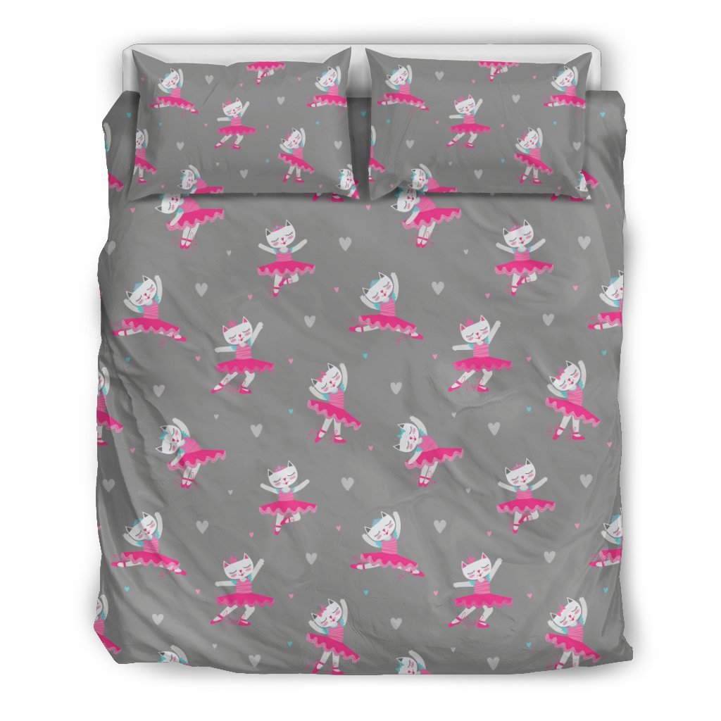 Cat Ballet Pattern Print Duvet Cover Bedding Set-grizzshop