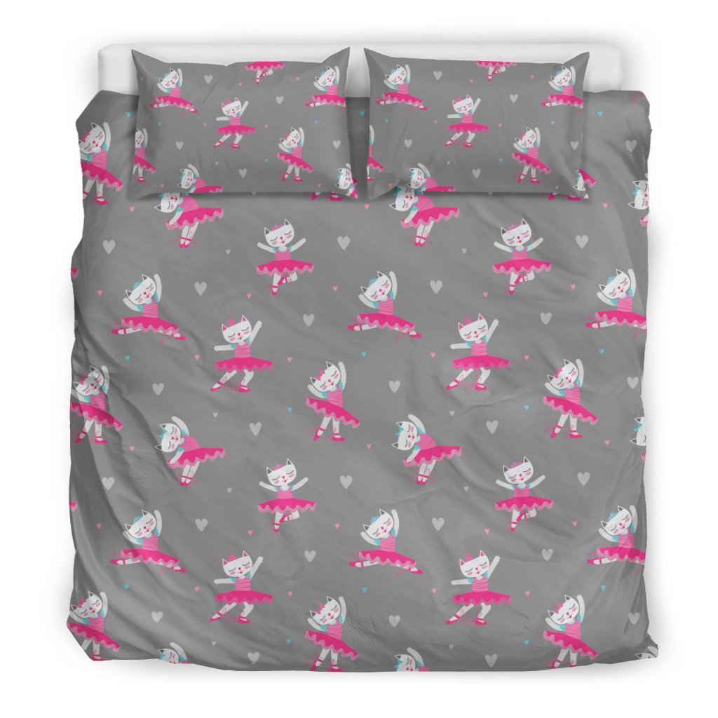 Cat Ballet Pattern Print Duvet Cover Bedding Set-grizzshop