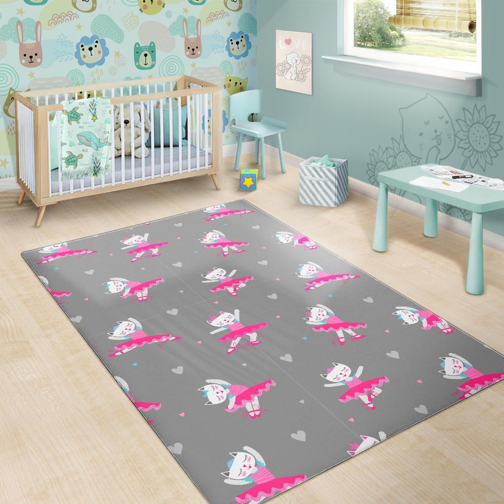 Cat Ballet Pattern Print Floor Mat-grizzshop