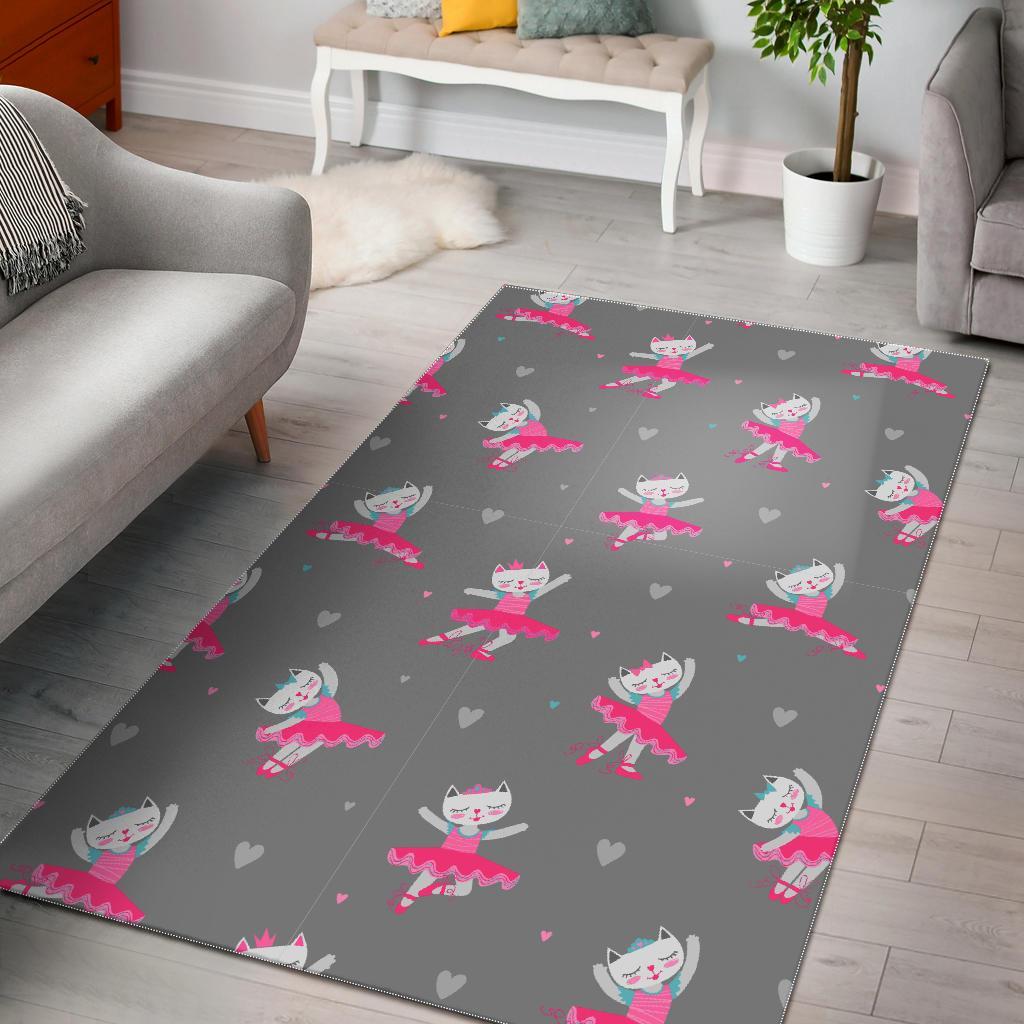 Cat Ballet Pattern Print Floor Mat-grizzshop