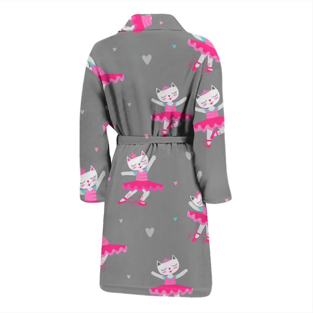 Cat Ballet Pattern Print Men Long Robe-grizzshop