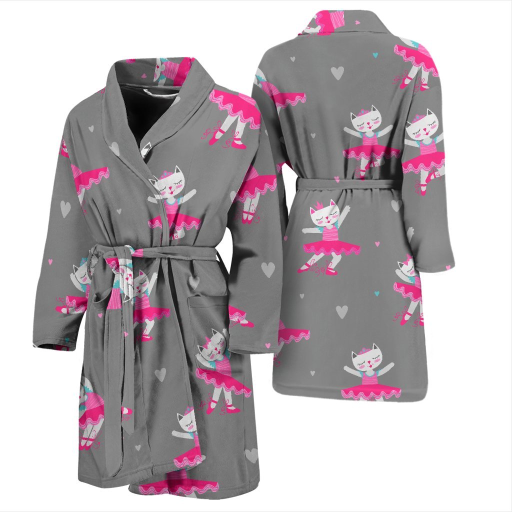 Cat Ballet Pattern Print Men Long Robe-grizzshop