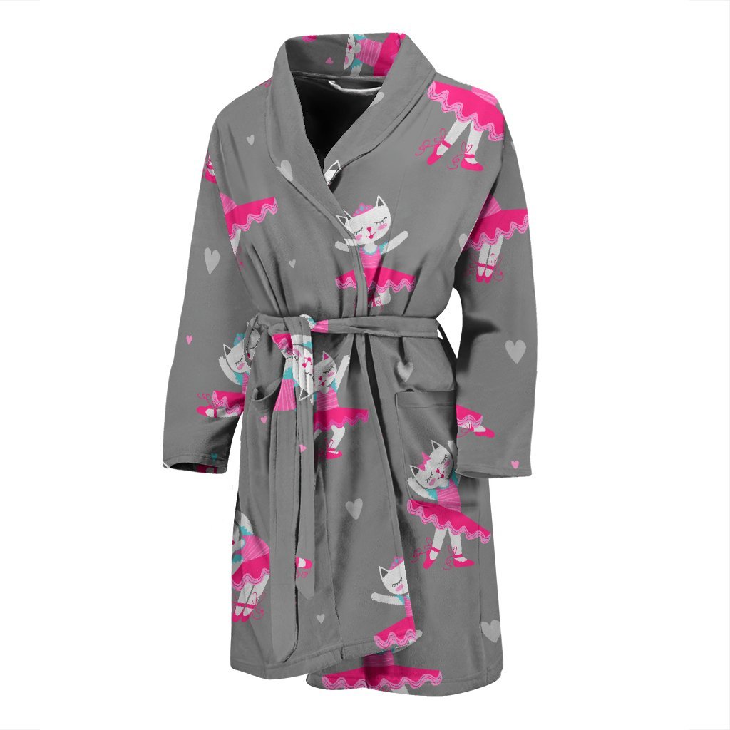 Cat Ballet Pattern Print Men Long Robe-grizzshop