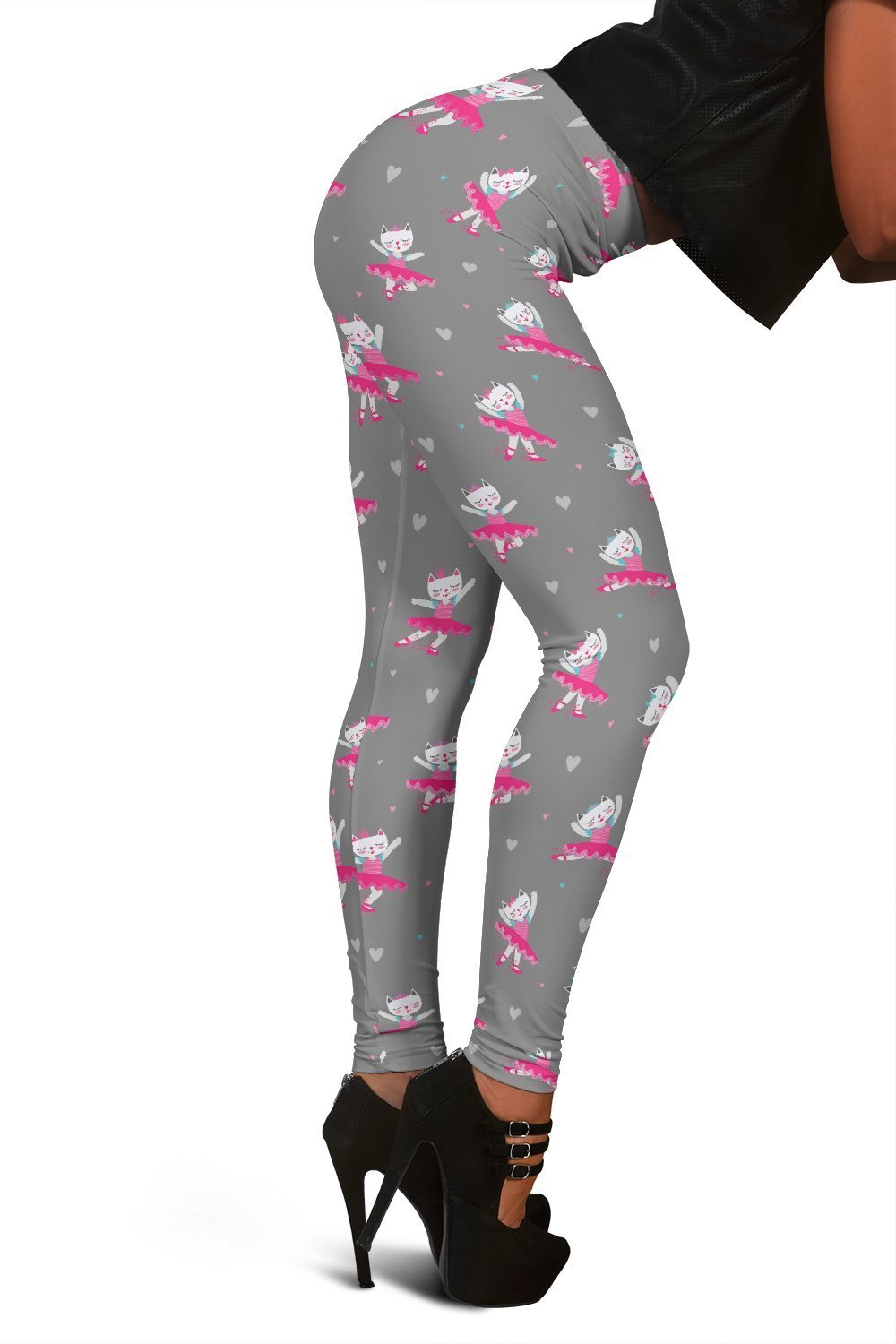 Cat Ballet Pattern Print Women Leggings-grizzshop