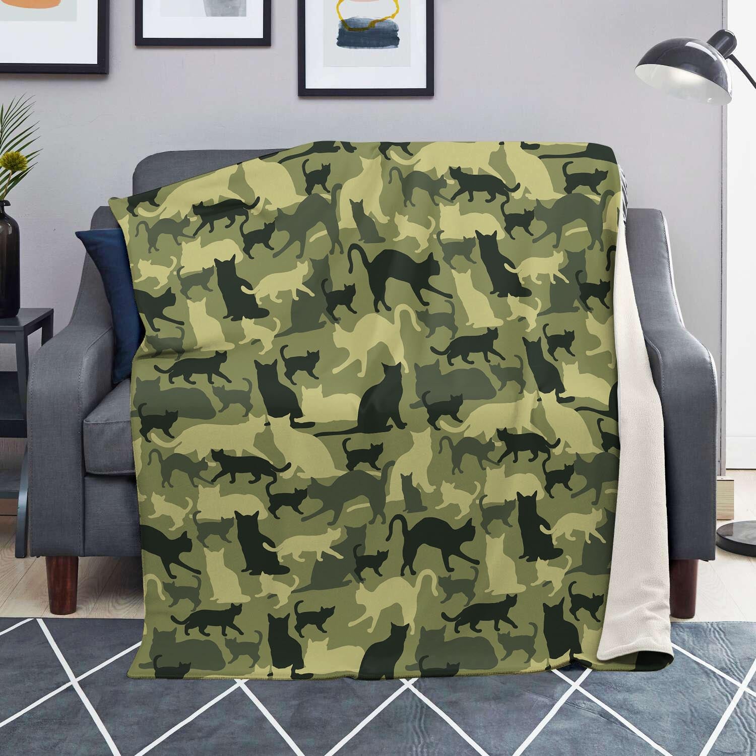 Cat Camouflage Print Blanket-grizzshop