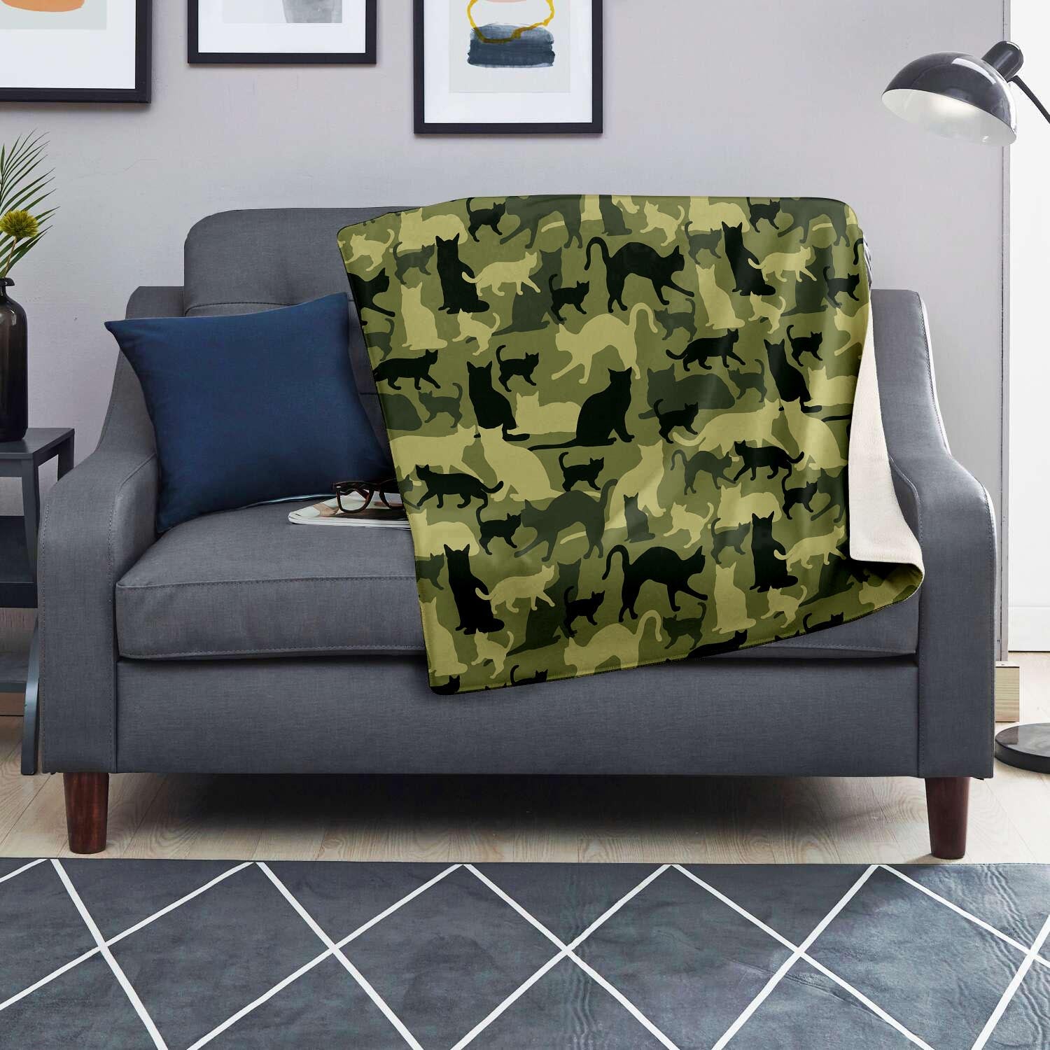 Cat Camouflage Print Blanket-grizzshop