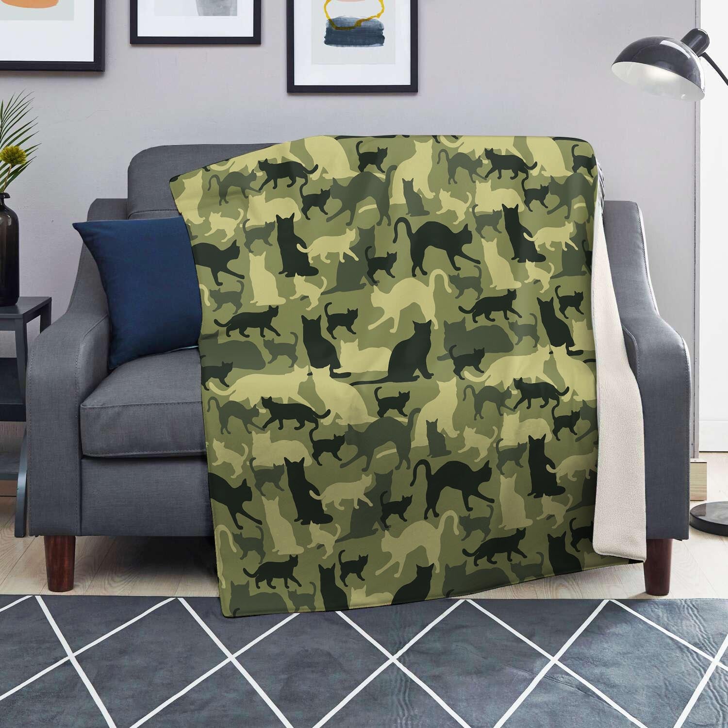 Cat Camouflage Print Blanket-grizzshop