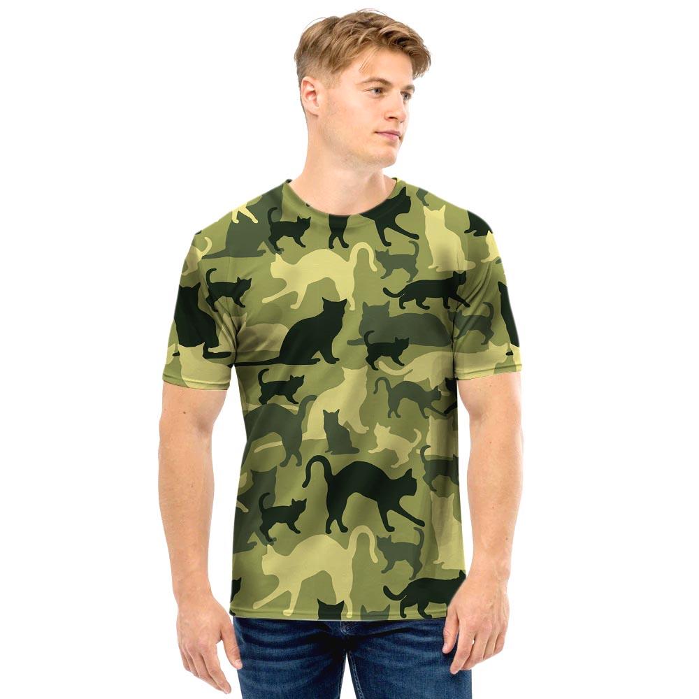 Cat Camouflage Print Men T Shirt-grizzshop