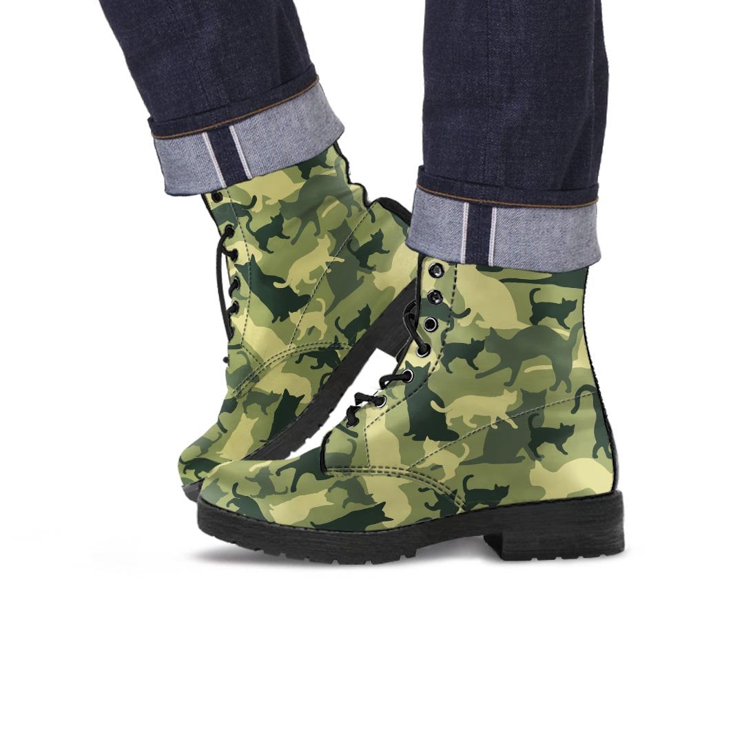 Cat Camouflage Print Men's Boots-grizzshop