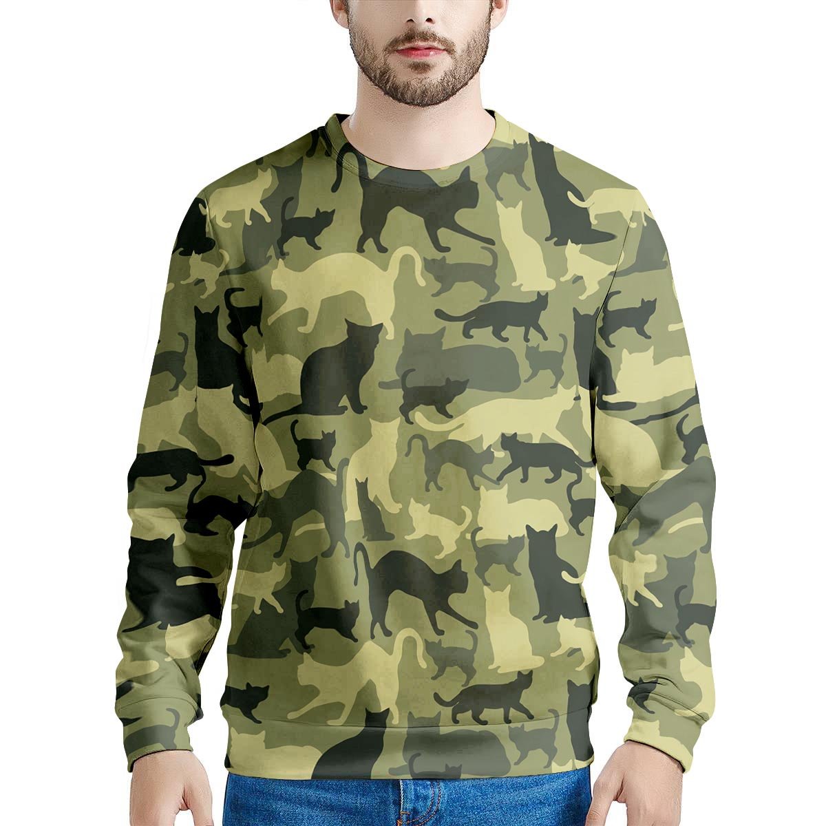 Cat Camouflage Print Men's Sweatshirt-grizzshop