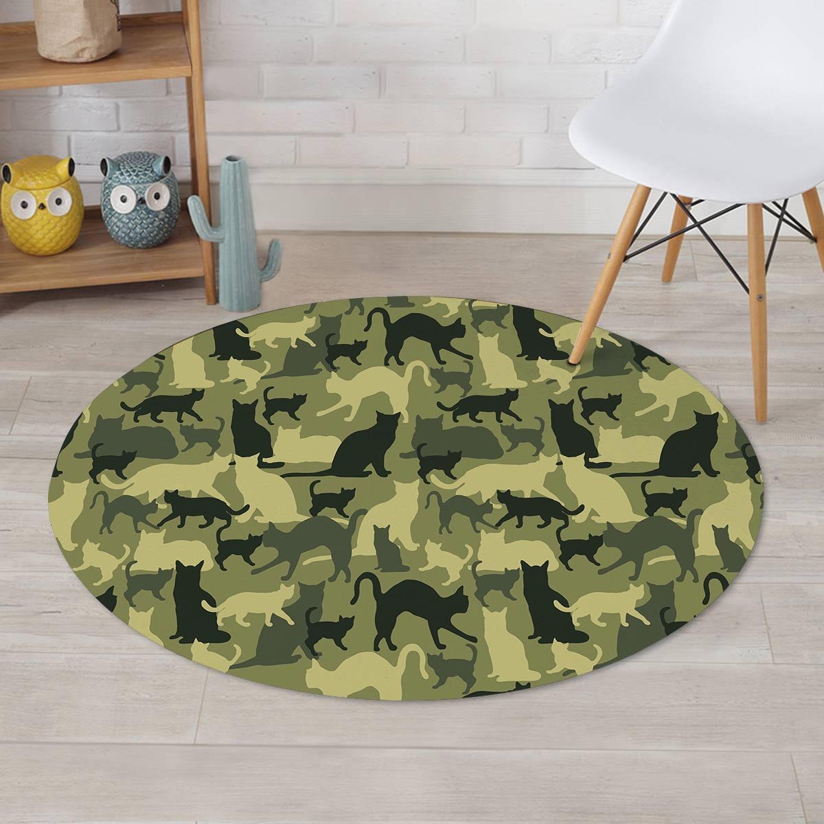 Cat Camouflage Print Round Rug-grizzshop