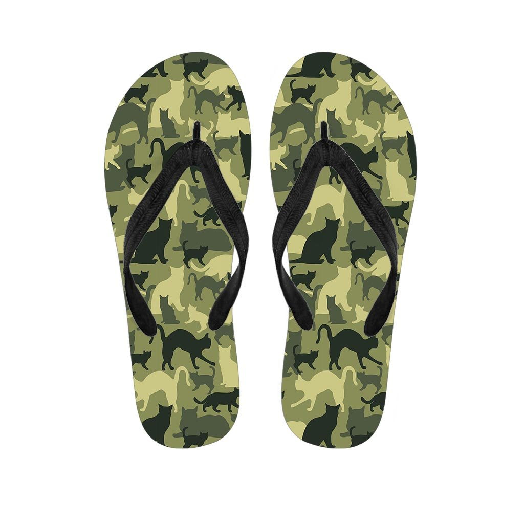 Cat Camouflage Print Women's Flip Flops-grizzshop