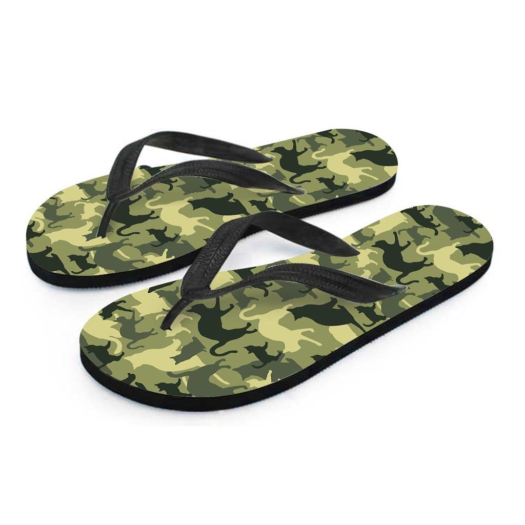 Cat Camouflage Print Women's Flip Flops-grizzshop