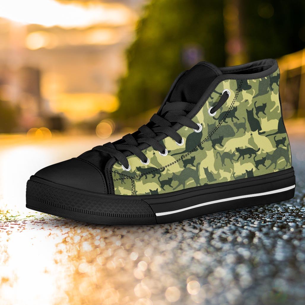 Cat Camouflage Print Women's High Top Shoes-grizzshop