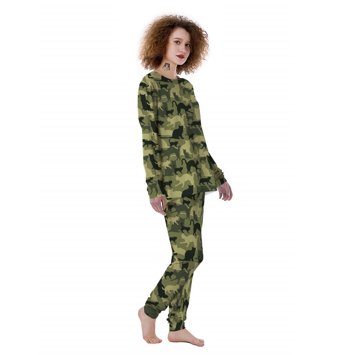 Cat Camouflage Print Women's Pajamas-grizzshop