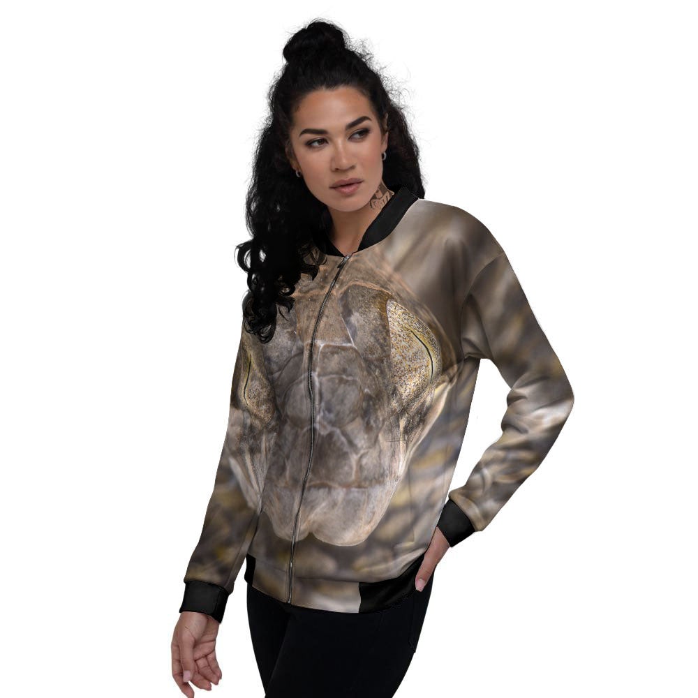 Cat Eyed Snake Malagasy Print Women's Bomber Jacket-grizzshop