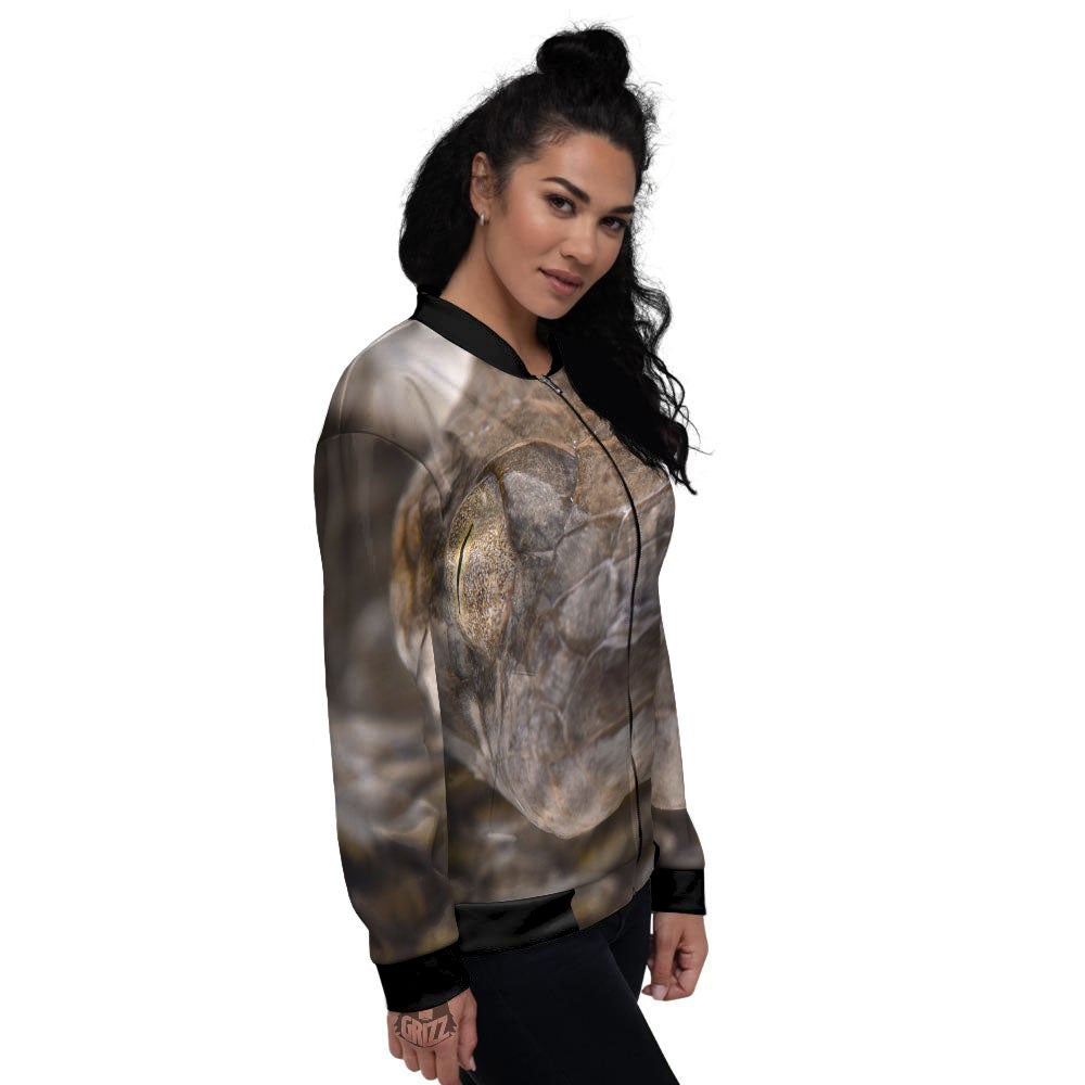Cat Eyed Snake Malagasy Print Women's Bomber Jacket-grizzshop