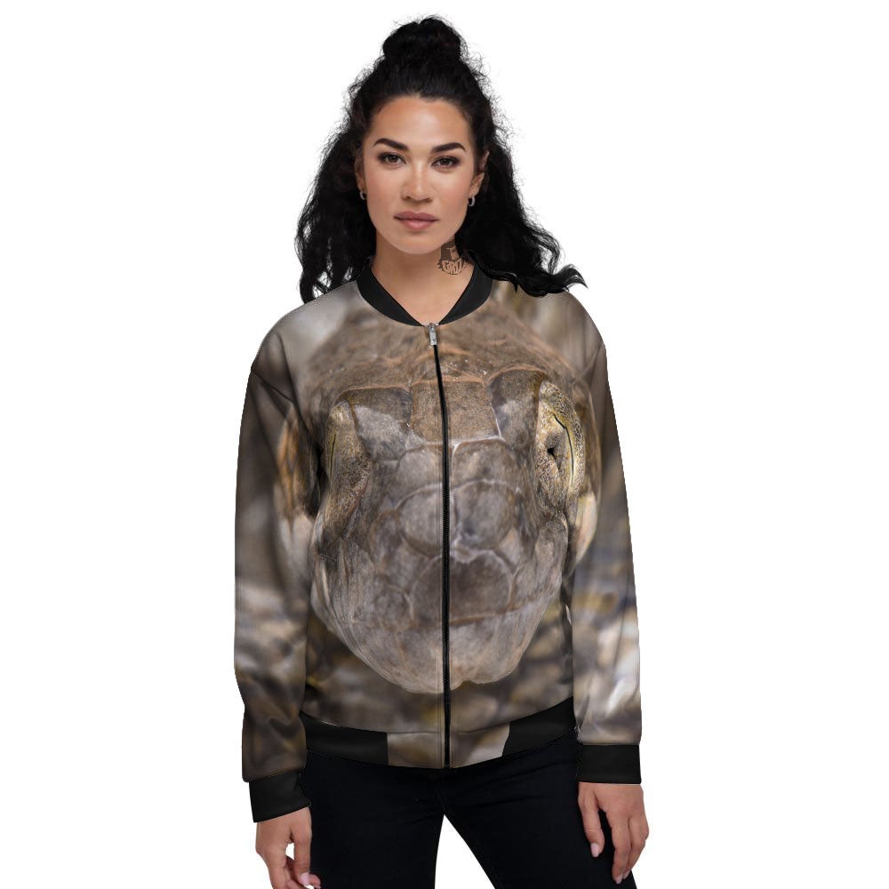 Cat Eyed Snake Malagasy Print Women's Bomber Jacket-grizzshop
