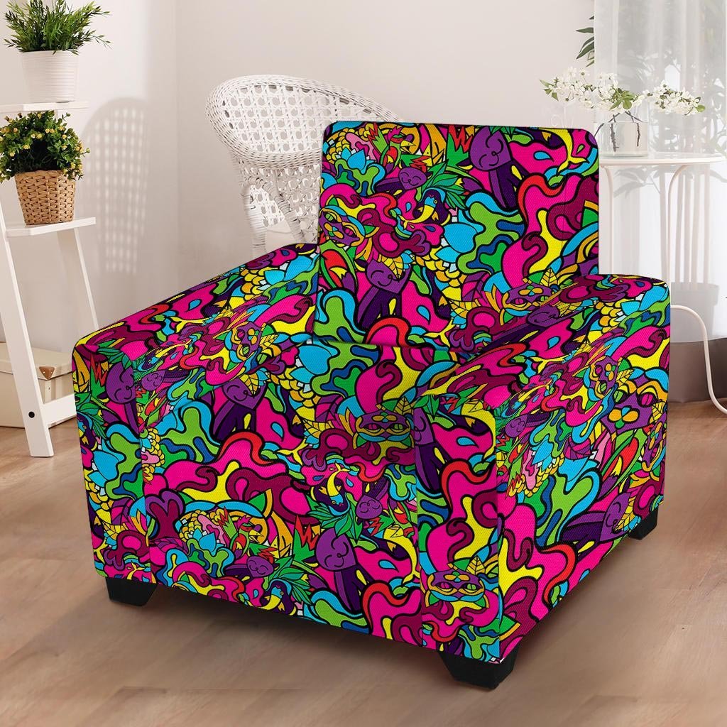 Cat Hippie Psychedelic Armchair Cover-grizzshop