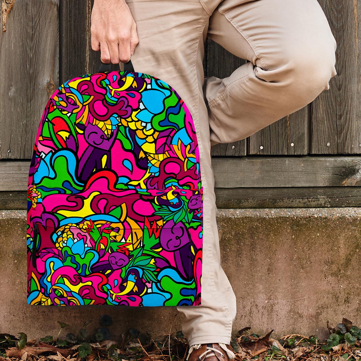 Cat Hippie Psychedelic Backpack-grizzshop