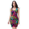 Cat Hippie Psychedelic Bodycon Dress-grizzshop