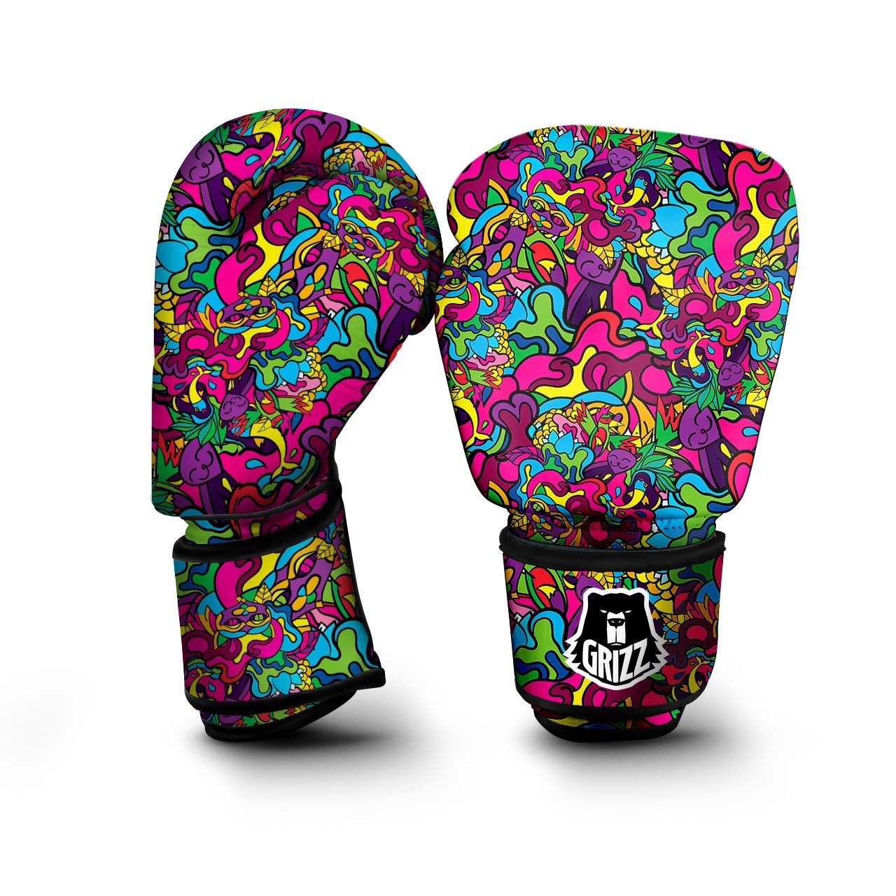 Cat Hippie Psychedelic Boxing Gloves-grizzshop