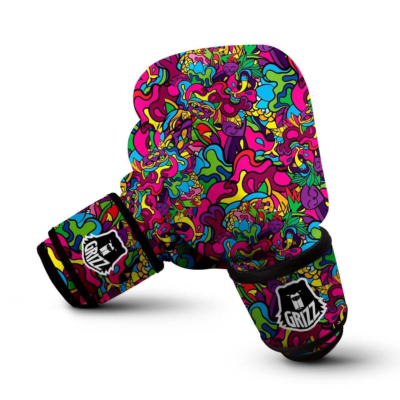 Cat Hippie Psychedelic Boxing Gloves-grizzshop