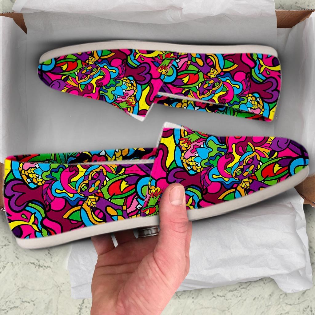 Cat Hippie Psychedelic Canvas Shoes-grizzshop