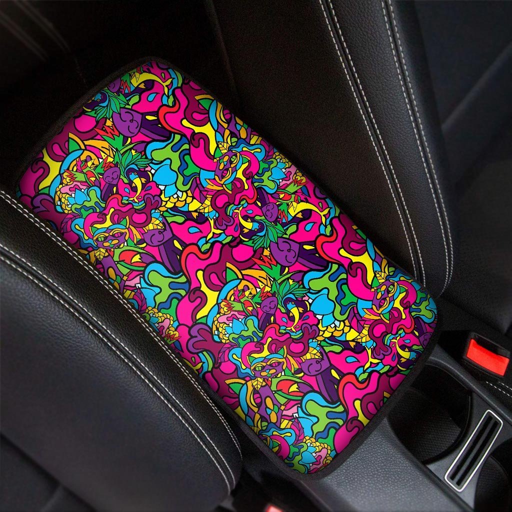 Cat Hippie Psychedelic Car Console Cover-grizzshop