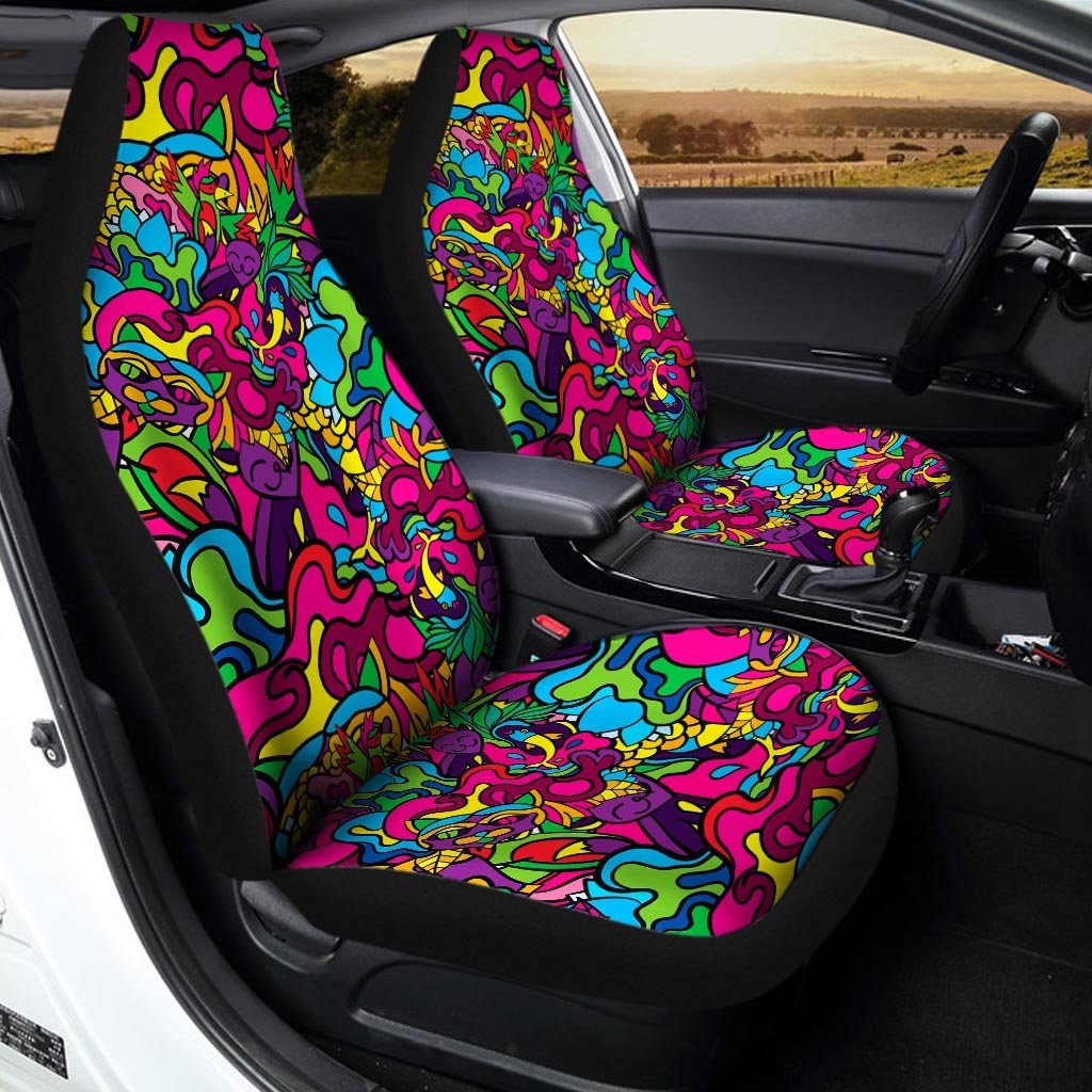 Cat Hippie Psychedelic Car Seat Covers-grizzshop