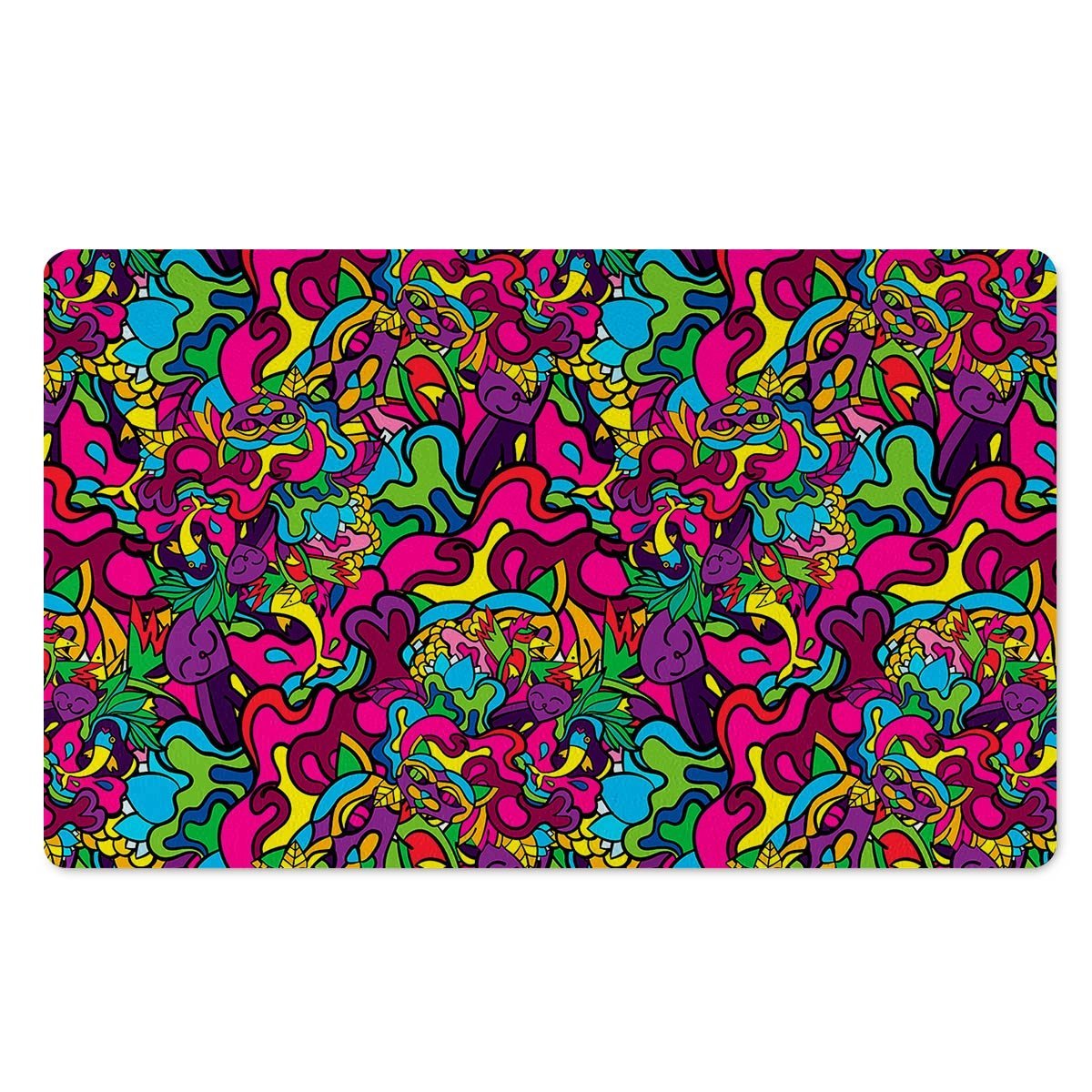 Cat Hippie Psychedelic Door Mat-grizzshop