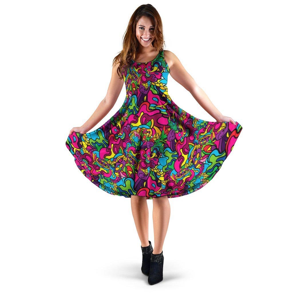 Cat Hippie Psychedelic Dress-grizzshop