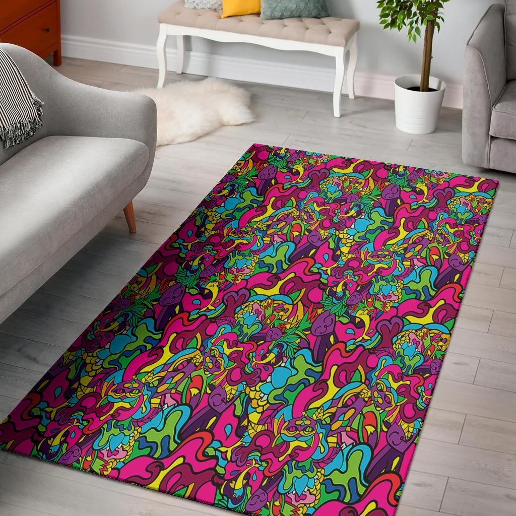 Cat Hippie Psychedelic Floor Mat-grizzshop