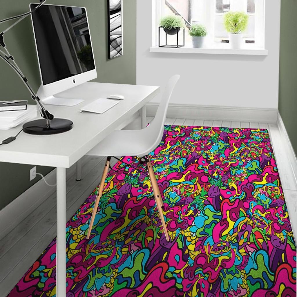 Cat Hippie Psychedelic Floor Mat-grizzshop