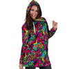 Cat Hippie Psychedelic Hoodie Dress-grizzshop