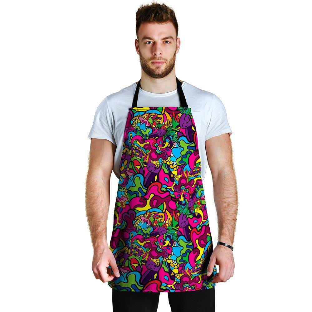 Cat Hippie Psychedelic Men's Apron-grizzshop