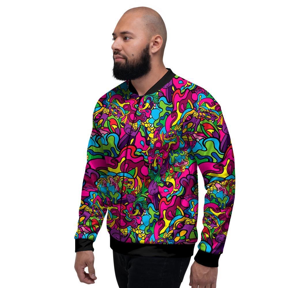 Cat Hippie Psychedelic Men's Bomber Jacket-grizzshop