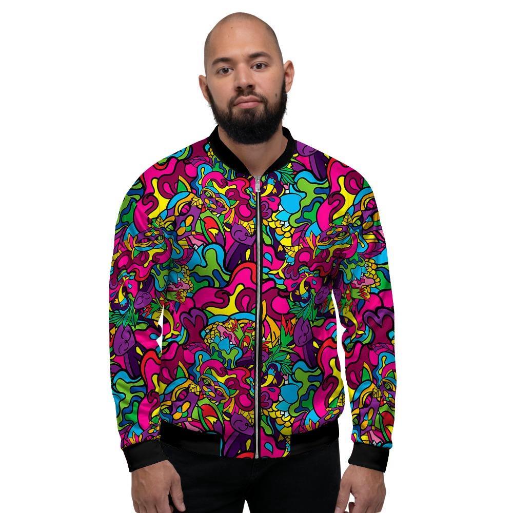 Cat Hippie Psychedelic Men's Bomber Jacket-grizzshop