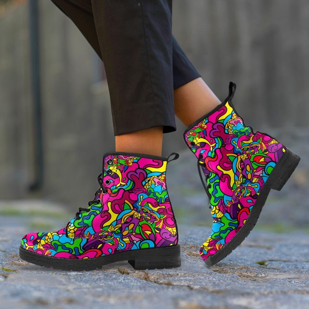 Cat Hippie Psychedelic Men's Boots-grizzshop