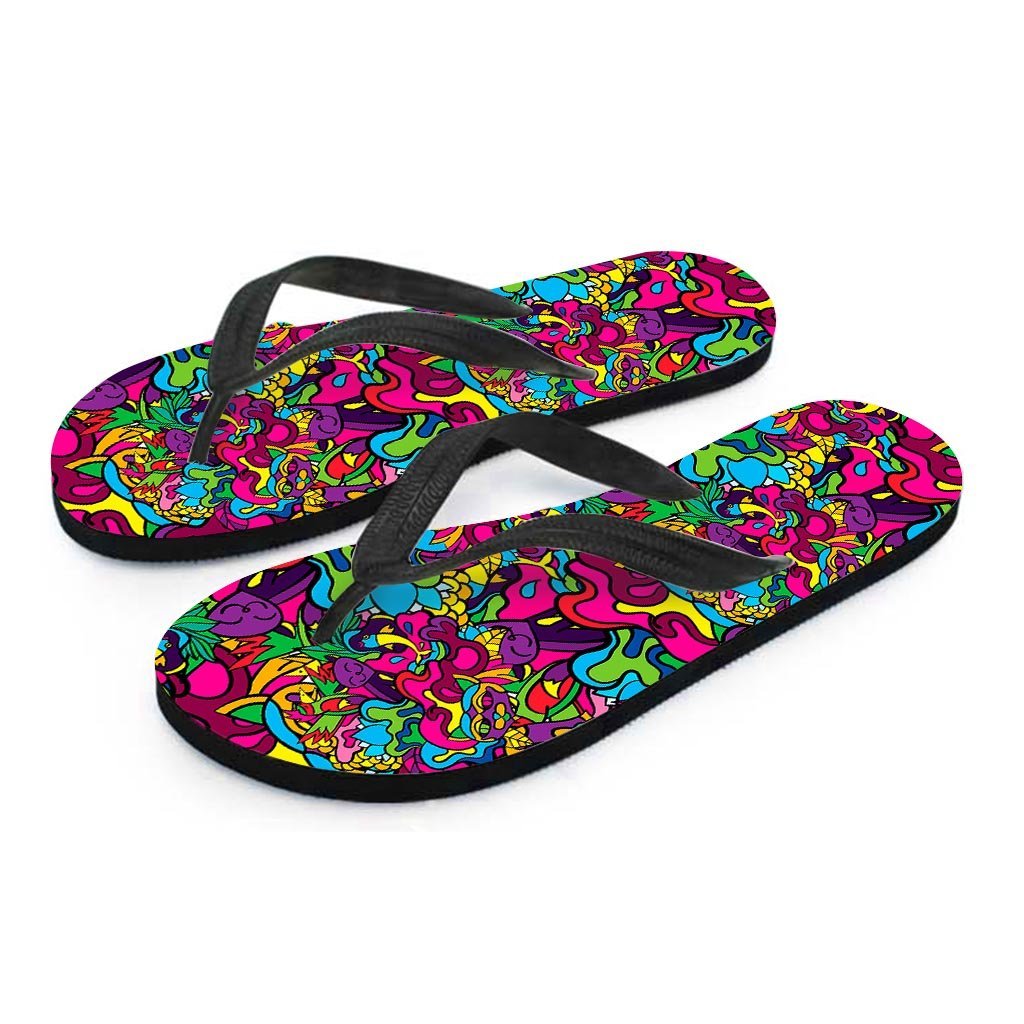 Cat Hippie Psychedelic Men's Flip Flops-grizzshop