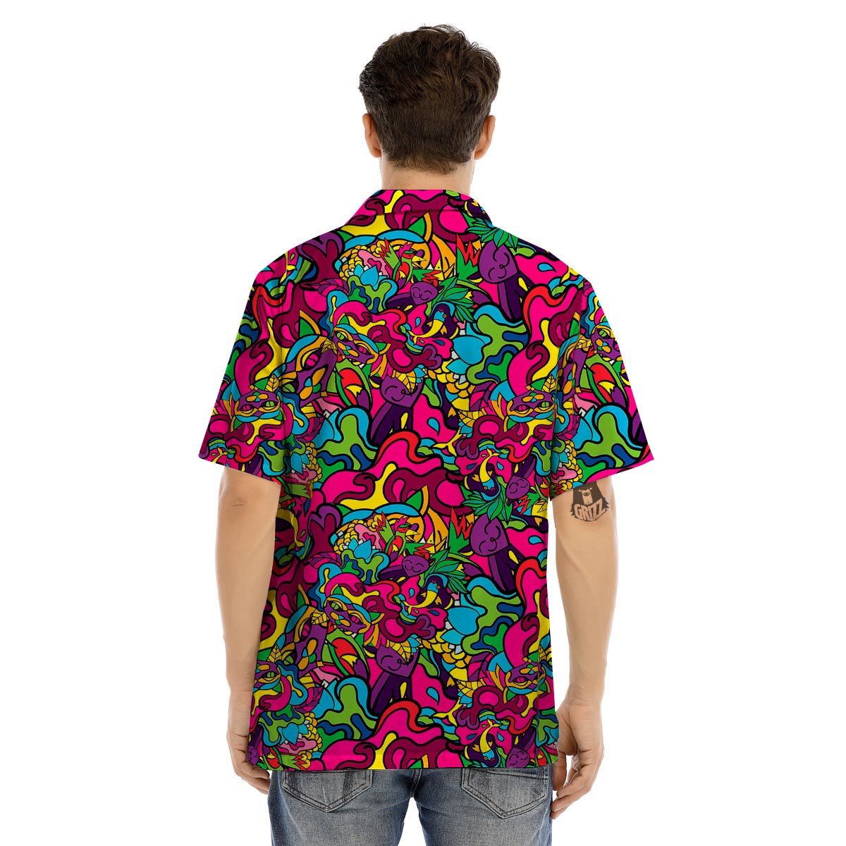 Cat Hippie Psychedelic Men’s Hawaiian Shirt-grizzshop