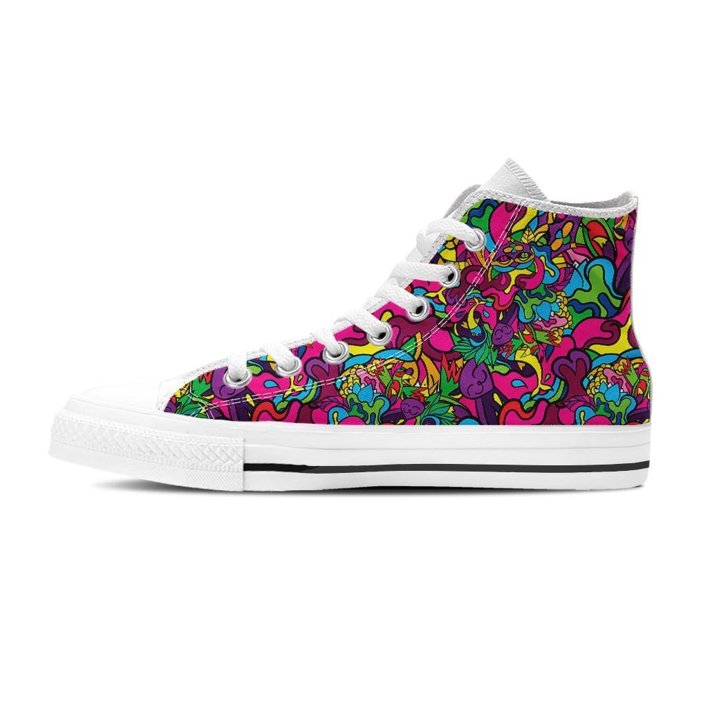 Cat Hippie Psychedelic Men's High Top Shoes-grizzshop