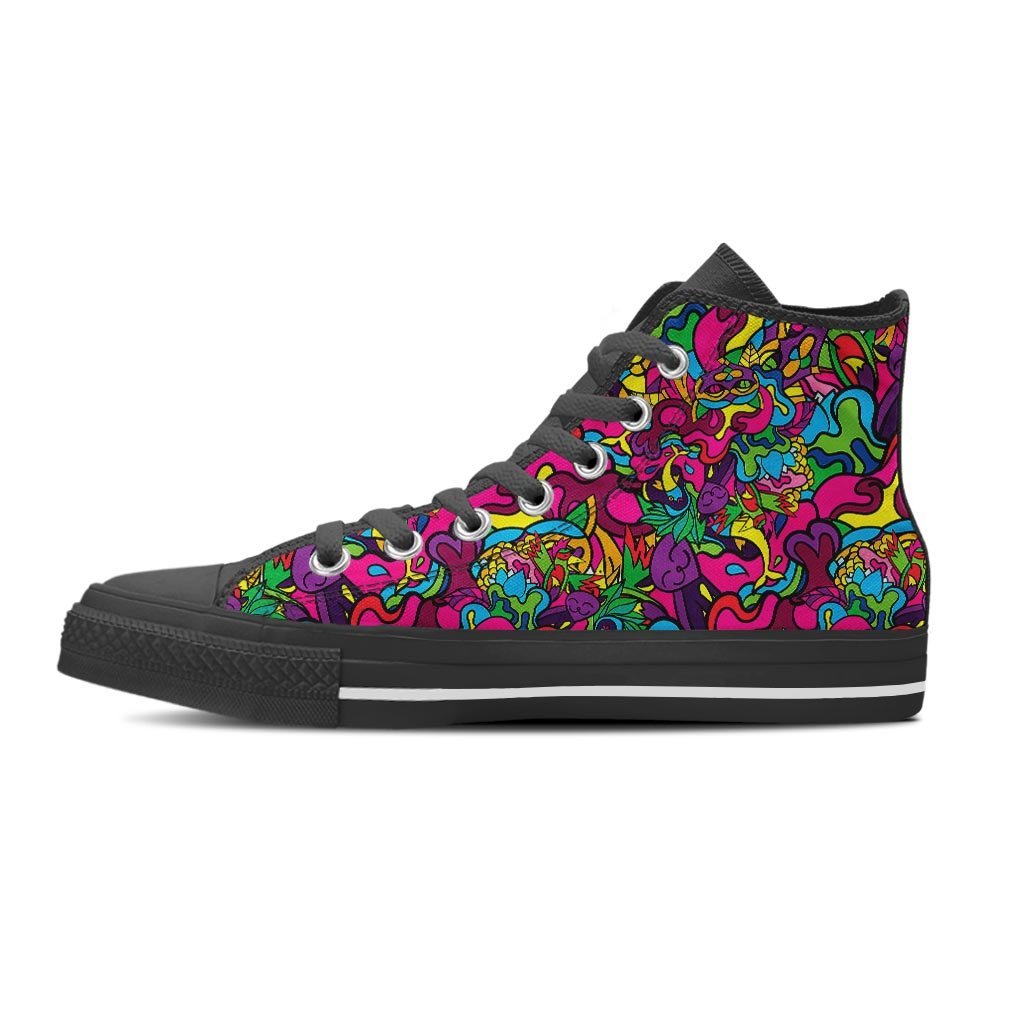 Cat Hippie Psychedelic Men's High Top Shoes-grizzshop