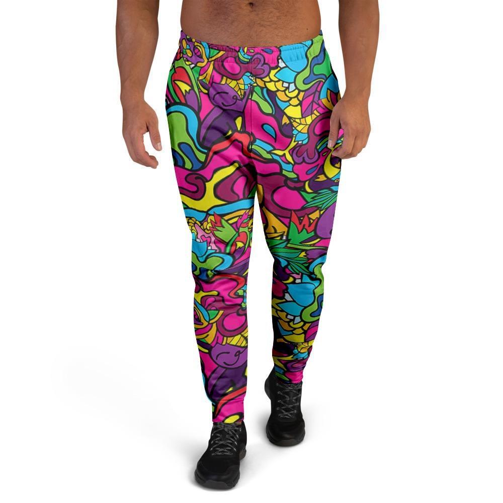 Cat Hippie Psychedelic Men's Joggers-grizzshop